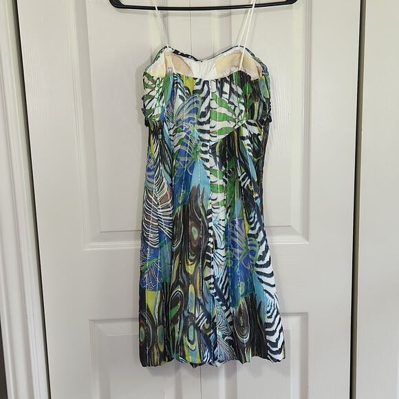 Vintage Cache Womens Dress Size SM Strapless Tropical Artsy Abstract Sequins - Picture 2 of 14